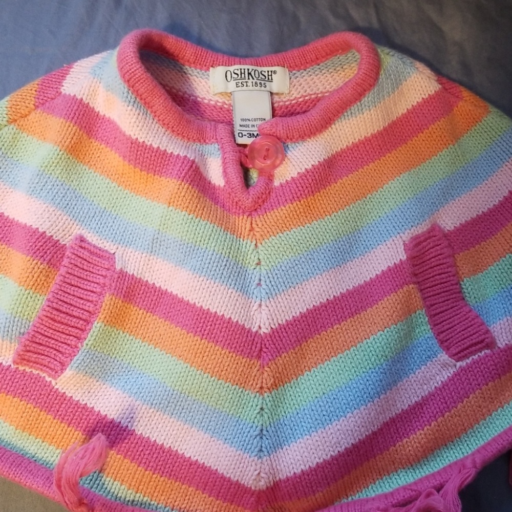 adorable knit rainbow poncho